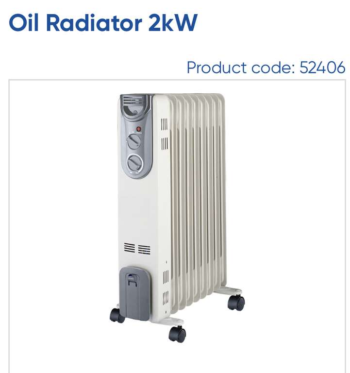 Oil Radiator 2kW £37.99 + free delivery/collection @ Toolstation