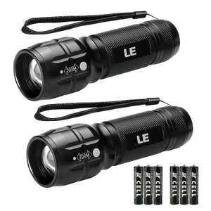 2X LE LED Torch, LE1000 Powerful Handheld Flashlight, Super Bright, Pocket Size, Lightweight, 6 AAA Batteries Incl - Sold by Lepro UK / FBA