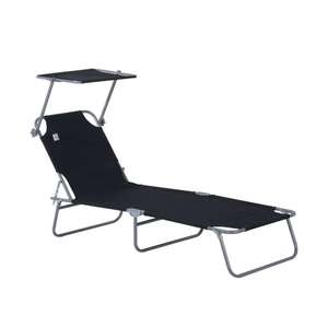 Outsunny Folding Sun Lounger with Awning in 7 Colours