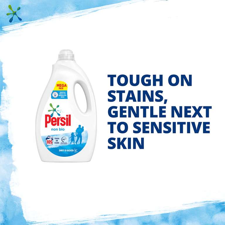 Persil Non Bio 100% recyclable bottle Laundry Washing Liquid Detergent tough on stains, 105 wash 2.835Ltr - £10.10 or less with Sub & Save
