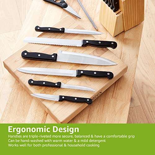 Amazon Basics 14-Piece Knife Set with Block, Black £16.80 @ Amazon
