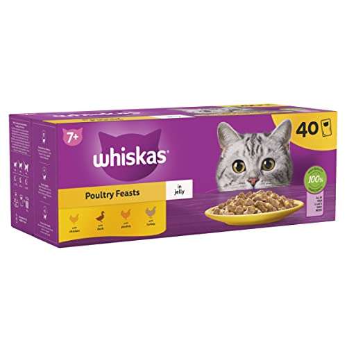 Whiskas 7+ Poultry Selection in Jelly 40 x 85 g Pouches £11.59 (possible £10.43 S&S) @ Amazon