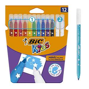BIC Kids Magic Felt Pens With Medium Point, Assorted Colours, Pack of 12 (10 Coloured Markers and 2 Erasers) £1.65 @ Amazon