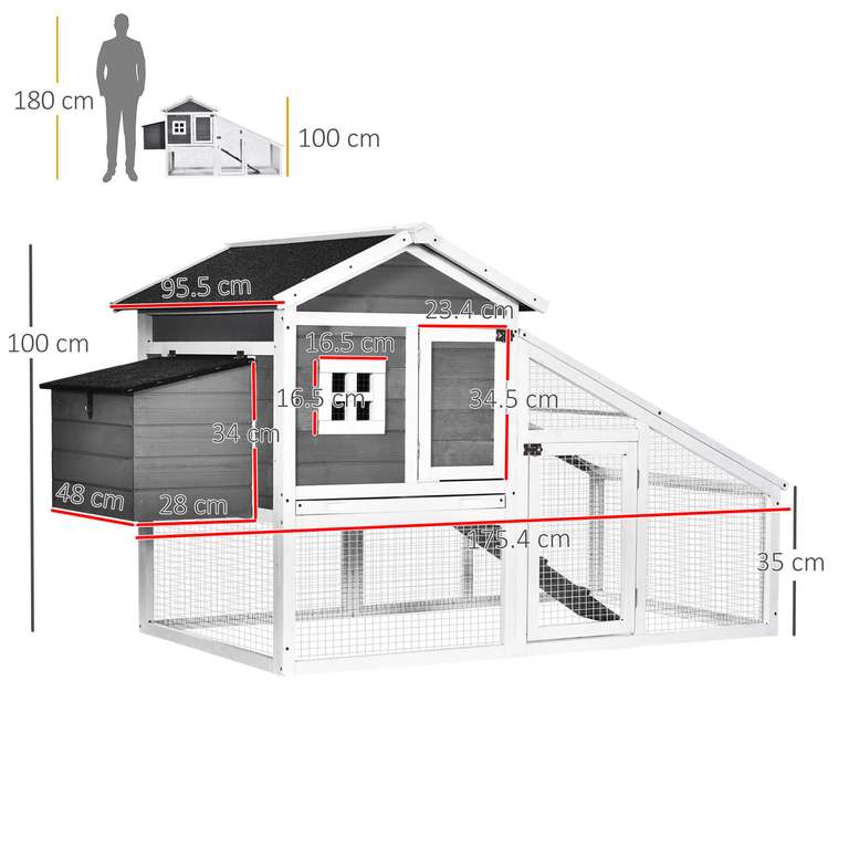 PawHut Wooden Chicken Coop Poultry House with Nesting Box Run Ramp Sliding Tray - £103.99 with code (UK Mainland) @ 2011homcom / ebay