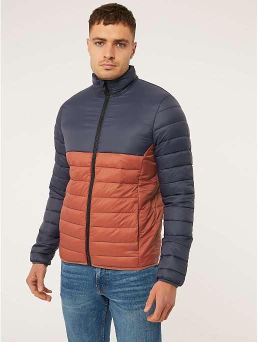 Men’s Orange Colour Block Padded Jacket now £12 + free click and collect @ George Asda