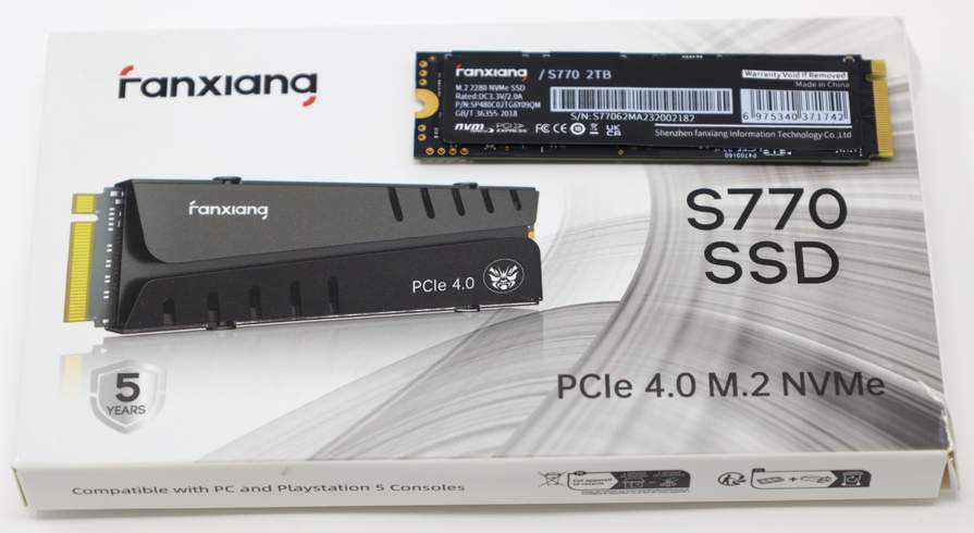 fanxiang S770 1TB NVMe M.2 SSD for PS5 - with Heatsink and DRAM, Up to  7300MB/s, PCIe 4.0, Suitable for Playstation 5 Memory Expansion, Game