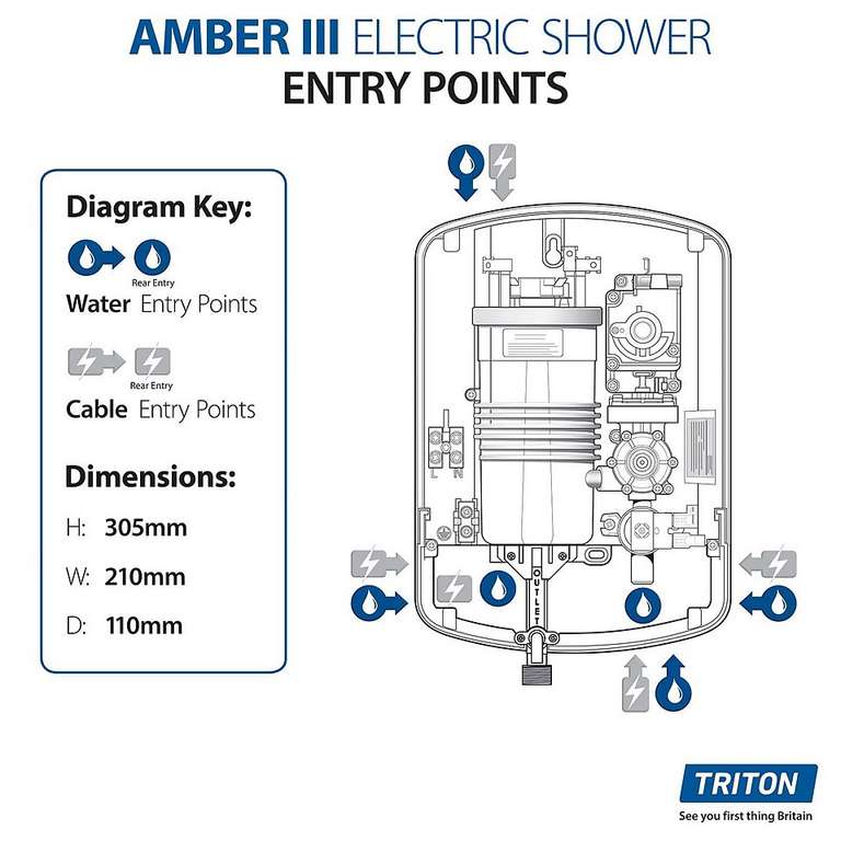 Triton Amber 3 - 8.5kw shower -w+ w/code free click & collect