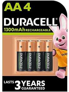 Duracell Rechargeable AA 1300 mAh Batteries, Pack of 4 £3.99@ Amazon