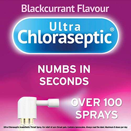 Ultra Chloraseptic Anaesthetic Throat Spray, Blackcurrant, 15ml £2.60 Usually dispatched within 1 to 3 weeks @ Amazon