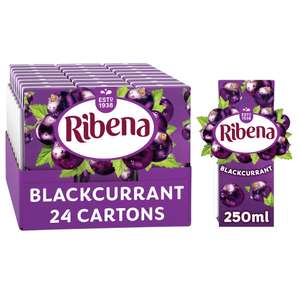 Ribena Blackcurrant Juice Drink Cartons Multipack 24 x 250ml | Real Fruit, Vit C rich, No Artificial Colours/flavours (£8.50 - £9 with S&S)