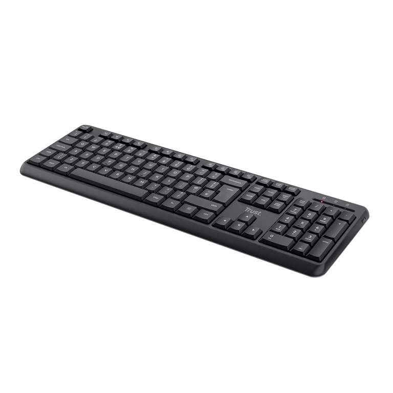 Trust Ody Silent Wireless Keyboard QWERTY UK Layout, Membrane Low Profile Keys, Spill-Resistant, USB Receiver RF 2.4GHz, Batteries Included