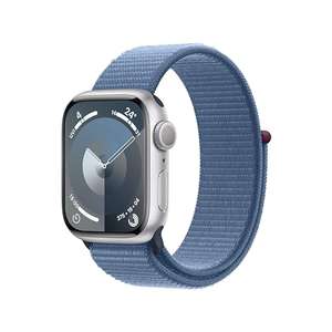 Apple Watch Series 9 [GPS 41mm] Smartwatch with Silver Aluminum Case with Winter Blue Sport Loop One Size