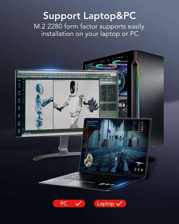 2TB Lexar NM610PRO SSD, NVME 1.4 PCIe Gen3x4 M.2 2280 Internal SSD - With voucher - Longsys Official Store FBA