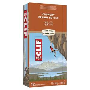 CLIF Bar Energy Bars/Nutritional Protein Bar, Source of Plant Based Protein, Crunchy Peanut Butter, 12 x 68g