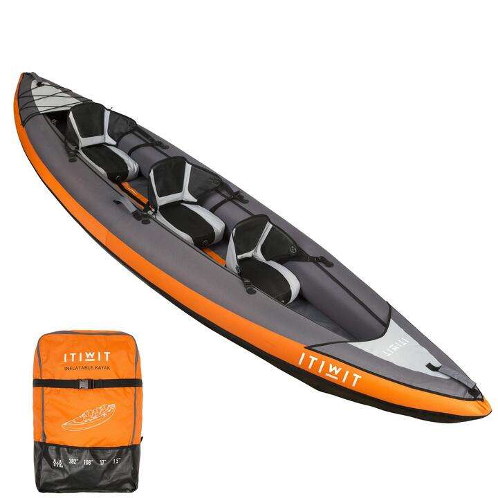 Decathlon Itiwit 100 2/3 Person Inflatable Touring Kayak In Orange (paddle or pump not included) for £199.99 click & collect @ Decathlon