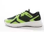 Men's BOSS Owen runner trainers in black and green with Code