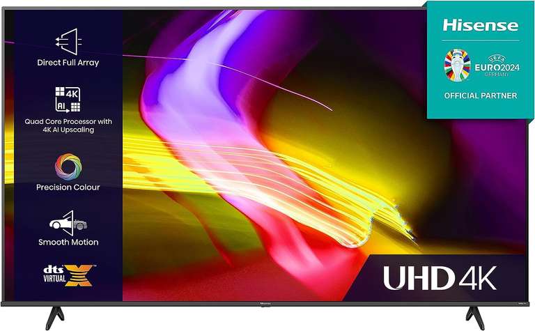 Hisense 43 Inch UHD VIDAA Smart TV 43E6KTUK - Dolby Vision, Pixel Tuning, Voice Remote, (2023 New Model) - Prime Exclusive