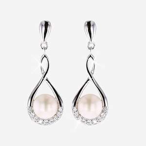 Silver Cultured Freshwater Pearl Drop Earrings