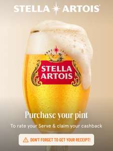 Cashback on Pint of Stella Artois at participating outlets