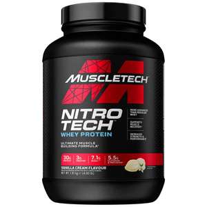 MuscleTech NitroTech Whey Protein Powder, Whey Isolate Protein Powder With 3g Creatine, 1.8kg, Vanilla Cream - £21.37 S&S