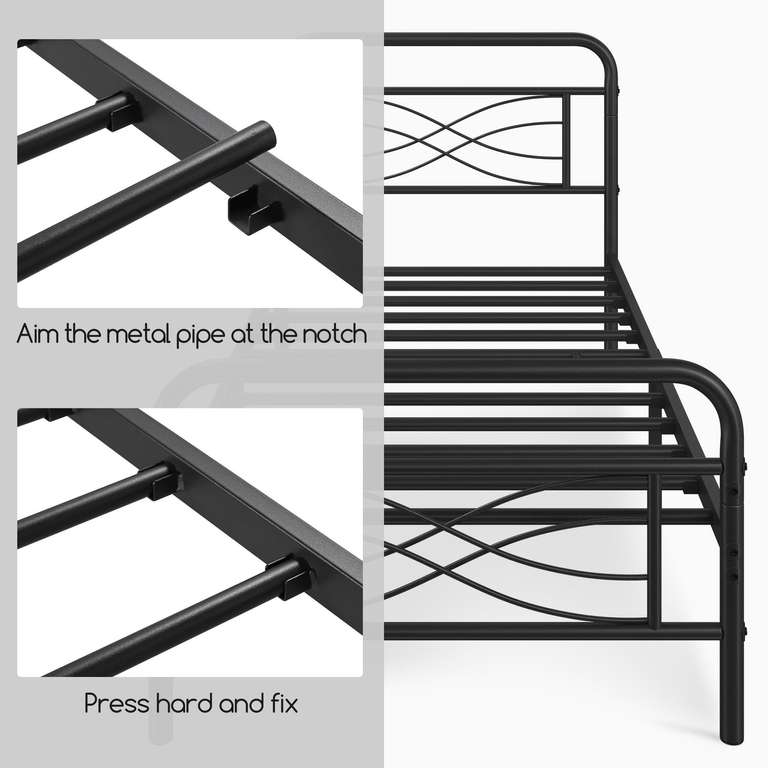 Yaheetech Single Size Bed Frame, with Criss-Cross Design Headboard and Footboard - w/Voucher, Sold & Dispatched By Yaheetech UK
