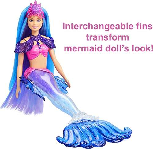 Barbie Mermaid Power Barbie “Malibu” Roberts Mermaid Doll with Pet, Interchangeable Fins, Hairbrush & Accessories - £10.87 @ Amazon