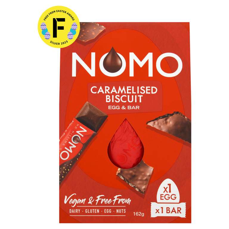 NOMO Caramel/Creamy Choc/Caramelised Biscuit Egg & Bar 148g 60p @ Sainsbury's the shire retail park Leamington spa