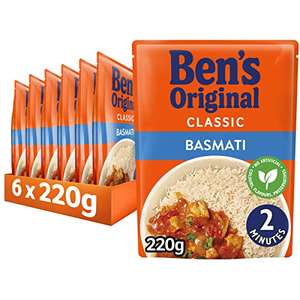 Ben's Original Microwave Rice, Bulk Multipack 6 x 220g pouches - Basmati / Long Grain / Wholegrain - £4.58 Subscribe & Save