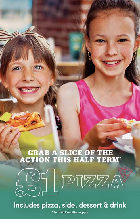 Frankie & Bennys £1 pizza meal for kids during half term using email sign up code @ Frankie & Bennys