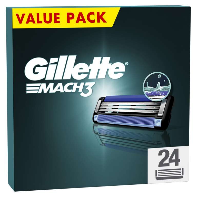 Gillette Mach3 Razor Blades Men, Pack of 24 Razor Blade Refills, Stronger  Than Steel Blades, Enhanced Lubrastrip