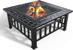 VOUNOT Fire Pit Table with Grate Shelf, 3 in 1 Square Firepit £39.74 @ Amazon