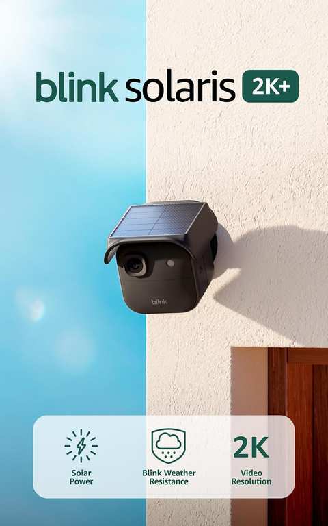 Blink Solaris 2K+ (newest gen) Solar-powered Outdoor 2K+ wireless smart security camera with Sync Module ( Black or White / Prime )
