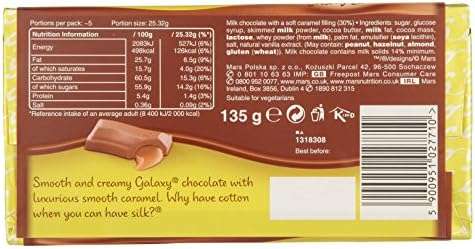 Galaxy Smooth Caramel Milk Chocolate Bar/ Salted Caramel 135g (S&S £1.13)