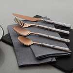 Tower T859002WR 16 Piece Cutlery Set, Knife, Fork, Spoon, White Marble and Rose Gold
