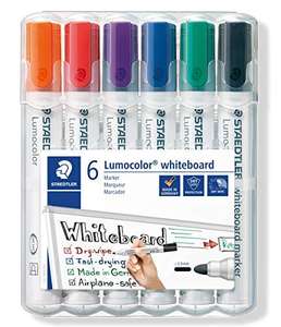 STAEDTLER 351 WP6 Lumocolour Whiteboard Marker with Bullet Tip, Multicolor, Pack of 6 -£7.36 @ Amazon