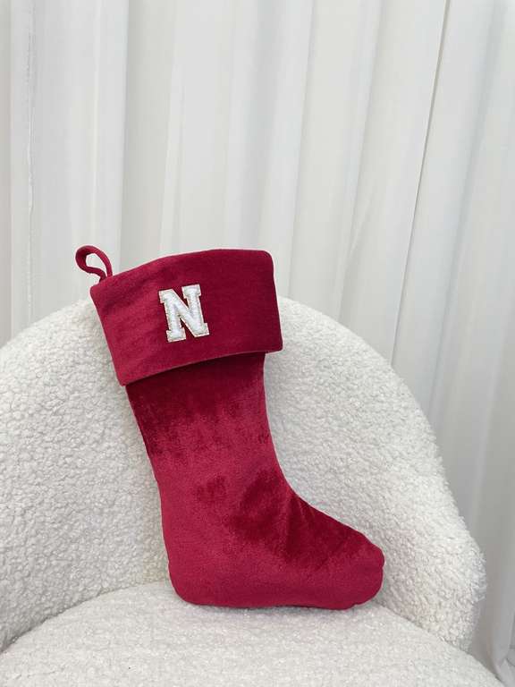 Personalised Christmas Mulberry Red Velvet Stocking w/code