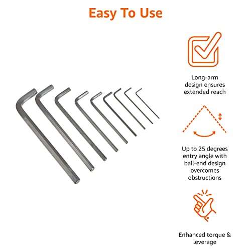 Amazon Basics 22-Piece Long Arm Hex Key Wrench Set - SAE/Metric £8 @ Amazon
