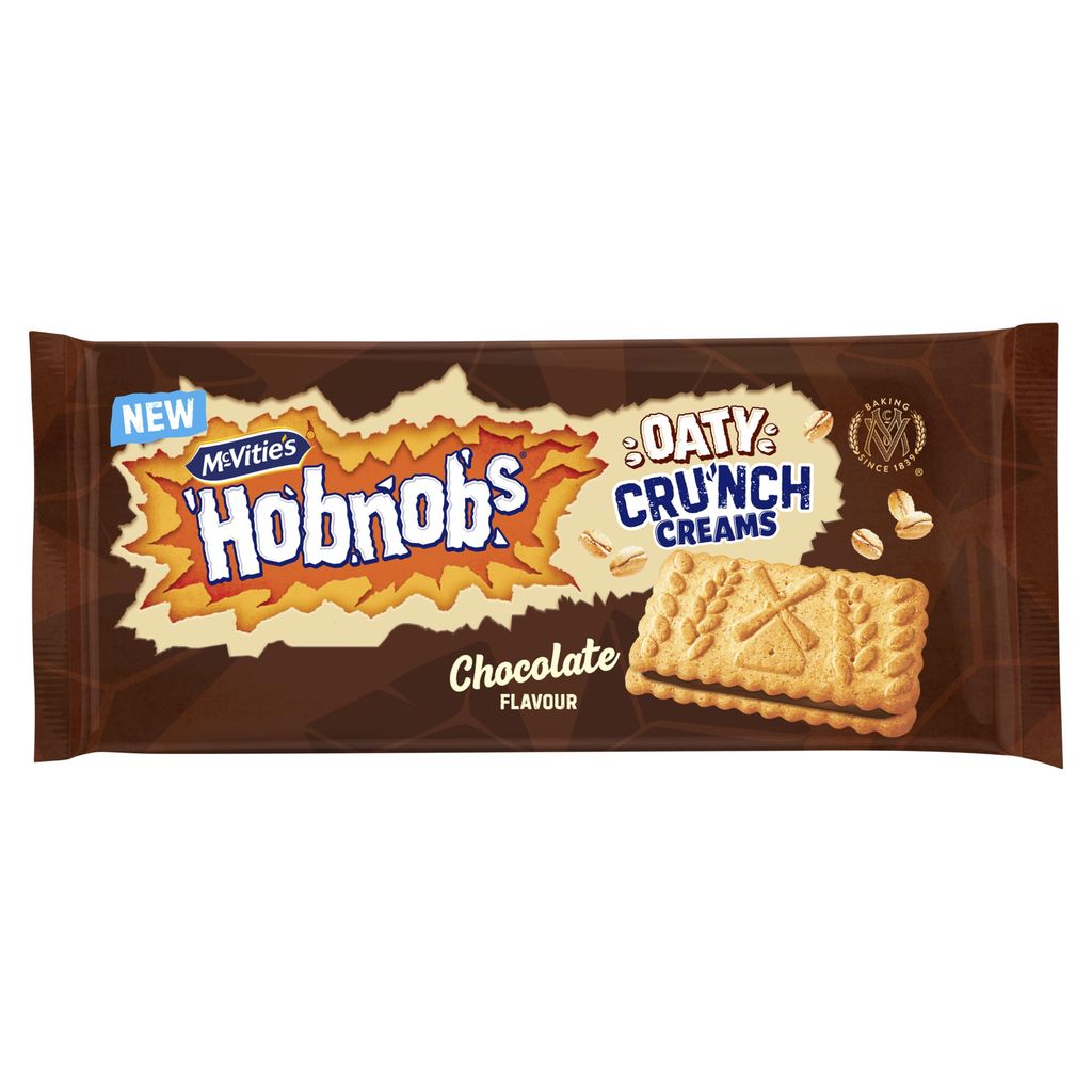 McVitie's Hobnobs Oaty Milky Biscuits Chocolate cream, Sweet Sandwich Snack for Sharing, 100 g