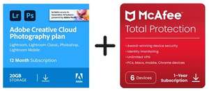 Adobe Creative Cloud 20GB Photo + McAfee Total Protection 2023 | 6 Devices | 12 Months | 2023 | Activation Code by email