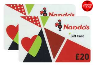 £40 Nando's Gift Cards Multipack (2 x £20) £33.99 (Minimum purchase of 2 - £67.98) Members Only at Costco