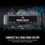 2TB - Corsair MP600 PRO NH PCIe Gen 4 x4 NVMe SSD - 7000MB/s, 3D TLC, 2GB Dram Cache, 1400 TBW (PS5 Compatible)