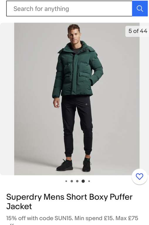 Superdry Mens Short Boxy Puffer Jacket £35.70 With Code @ Superdry / eBay