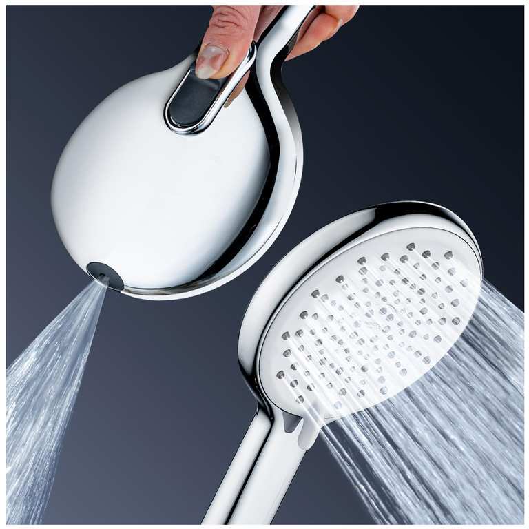 High Pressure Hand Shower Head, Liquid Silicone Nozzles, 3 Spray Modes, Chrome Finish