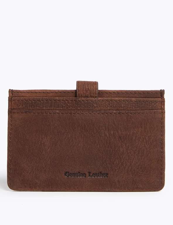 M&S Collection Leather Cardsafe RFID Protection Card Holder (Brown) - £5.50 (Free Click & Collect) @ Marks & Spencer