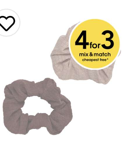 2pk Scrunchies £1 (+ 4 for 3) with click & collect @ Wilko
