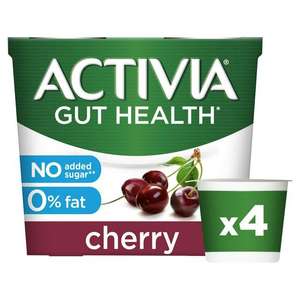 Activia Cherry No Added Sugar Fat Free Yogurt 4x115g - £1.50 Nectar Price @ Sainsbury's