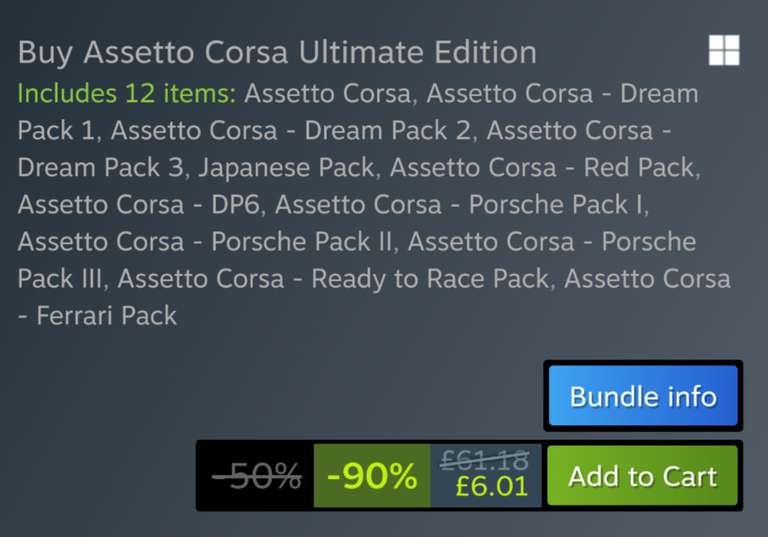 [PC] Assetto Corsa: Ultimate Edition - £6.01 / Standard Edition - £3.09 / DLCs from 33p - PEGI 3 @ Steam