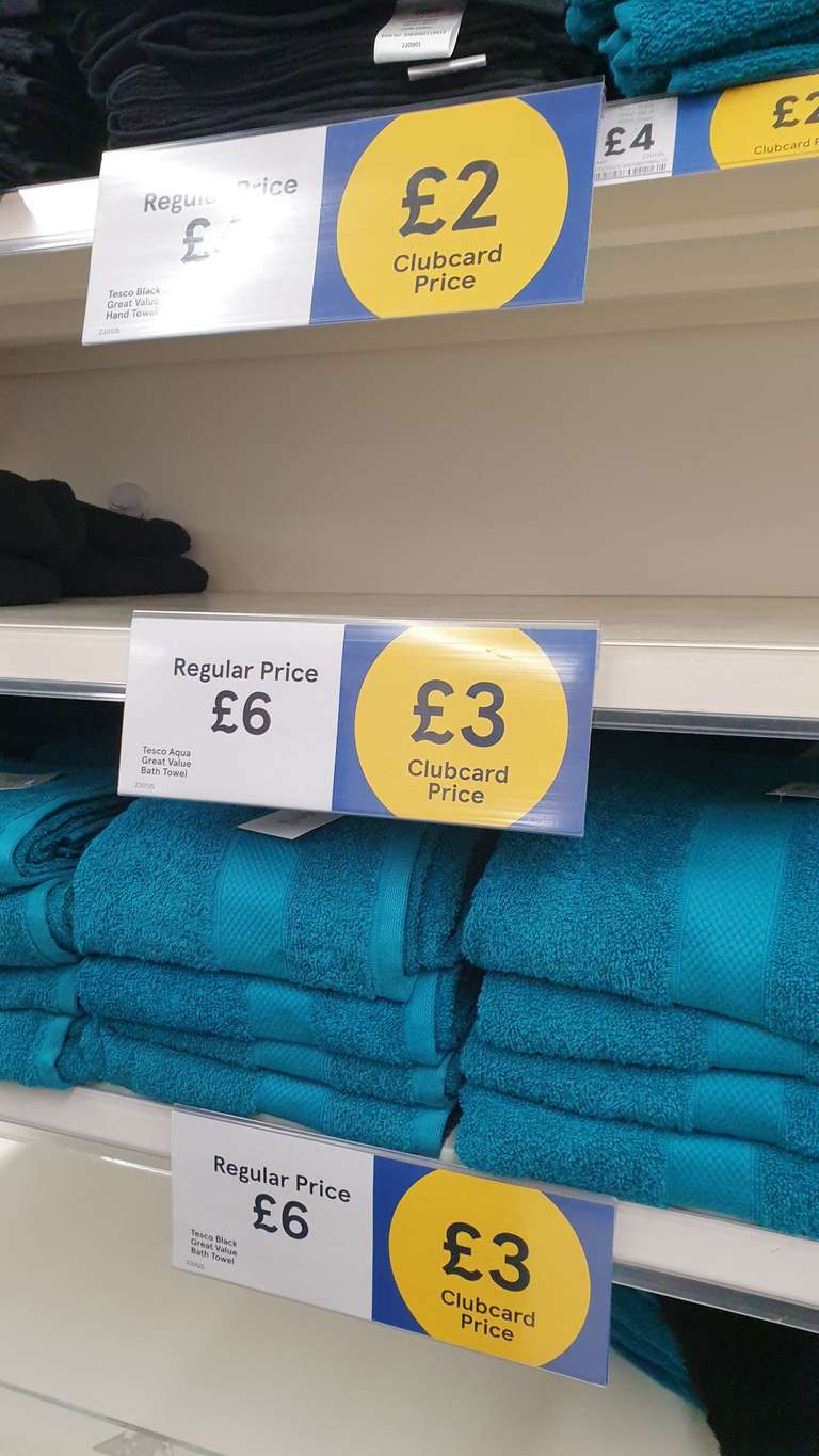 Towels half price with clubcard e.g Bath towel £3 @ Tesco leytonstone