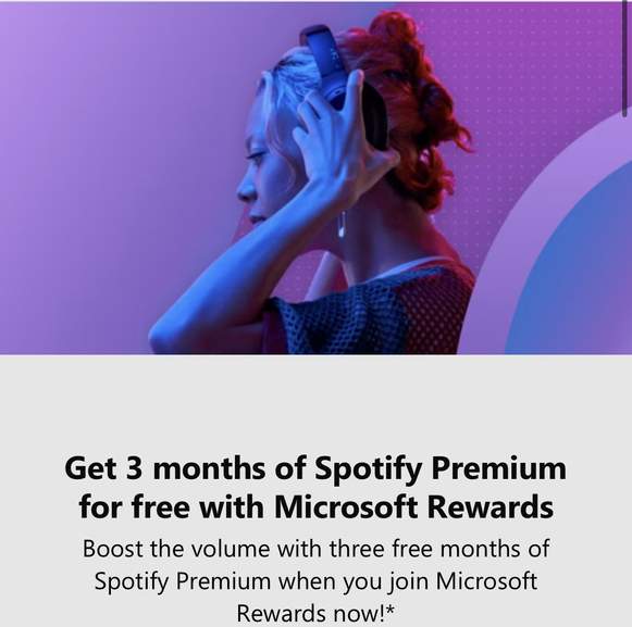 Spotify Premium Free for 3 months if you search with Bing on Microsoft Edge  for 3 days Existing Microsoft Rewards Members @ Microsoft Store