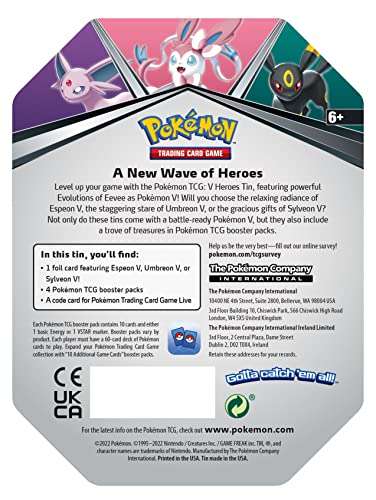 Pokemon TCG: V Heroes Tin Sylveon (1 Foil Card & 4 Booster Packs) - £14.99 @ Amazon